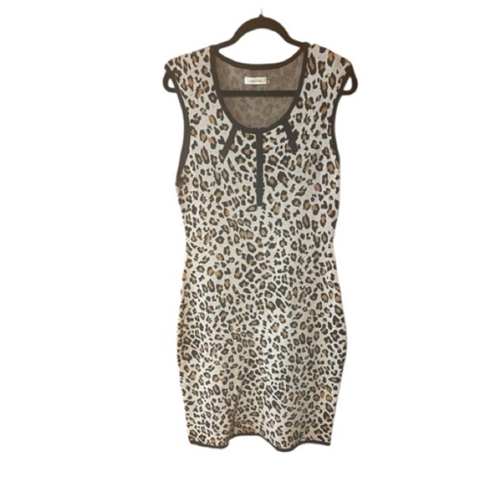 Calvin Klein Leopard Print Knit Sleeveless Dress